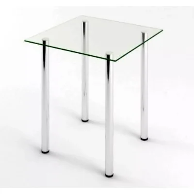 Glass dining table D-01-0 with tempered glass and chrome legs